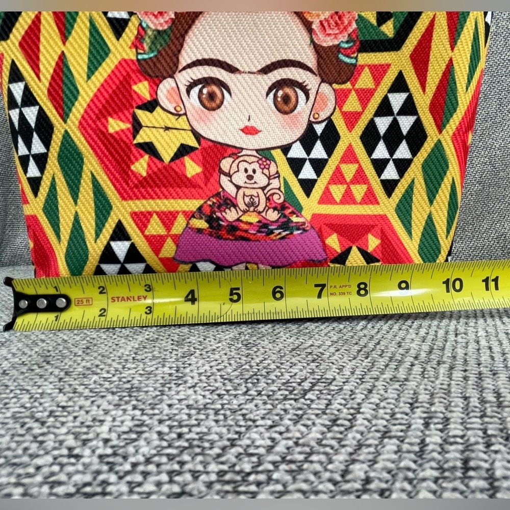 Frida Kahlo Vibrant Black and Red Geometric Backpack Puse - Picture 14 of 16